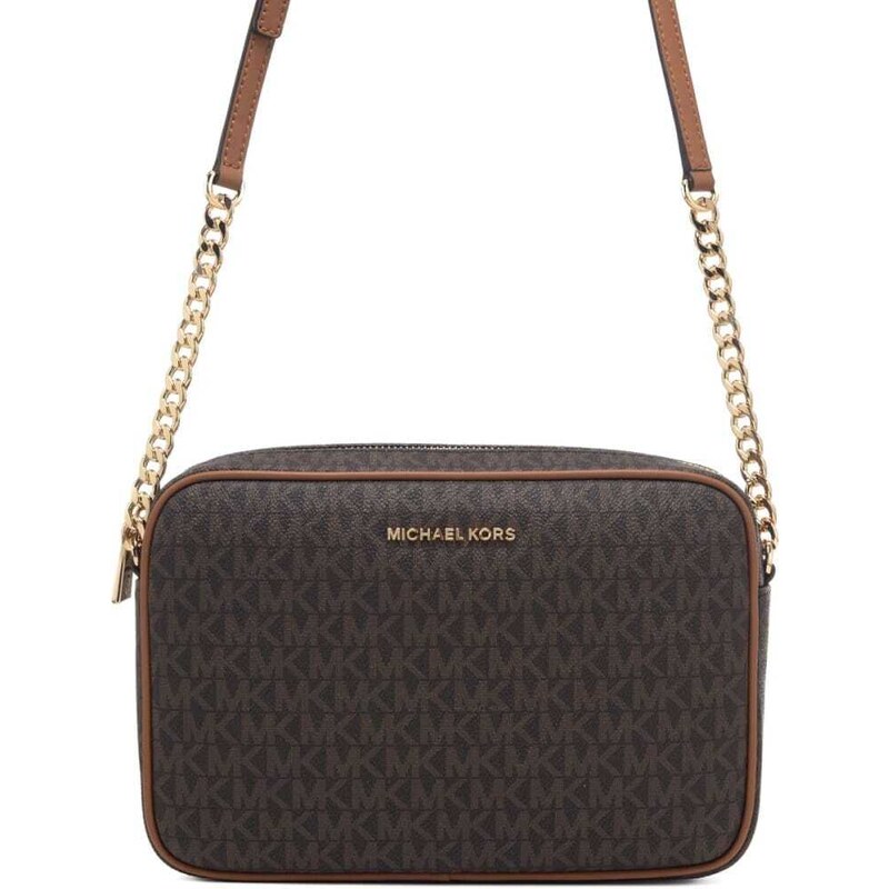 MICHAEL KORS borsa shopping rosa dettagli oro con tracolla e 2 pochette