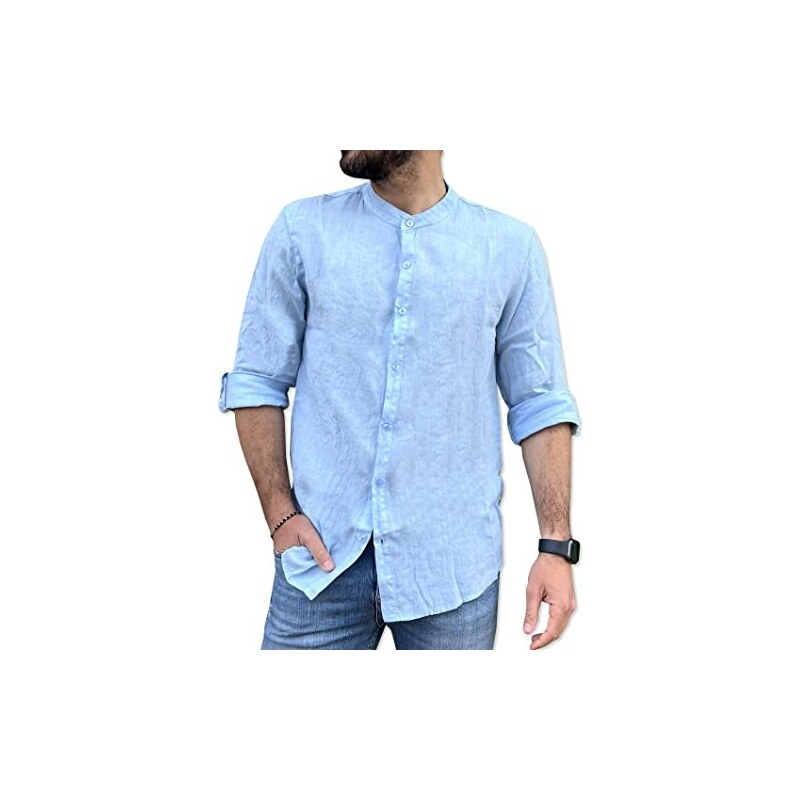 Camicia di lino rossa, stile casual. Made in aly | Velasca