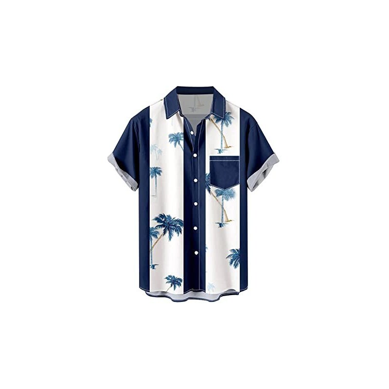 MNRIUOCII T Shirt Uomo Camicia da Uomo Hawaiana A Maniche Corte Primavera Ed Estate con Risvolto Stampato in 3D Maglietta Uomo Stileo