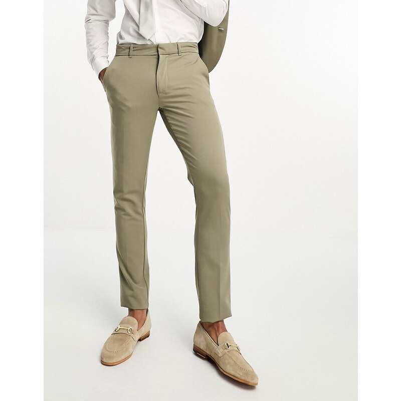 New Look - Pantaloni da abito super skinny verde salvia