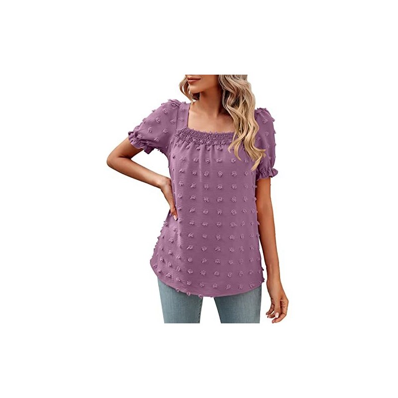 Tunica Donna Estate Con Maniche A Coulisse E Pieghe - Camicetta Leggera Girocollo In Misto Rayon (2024)