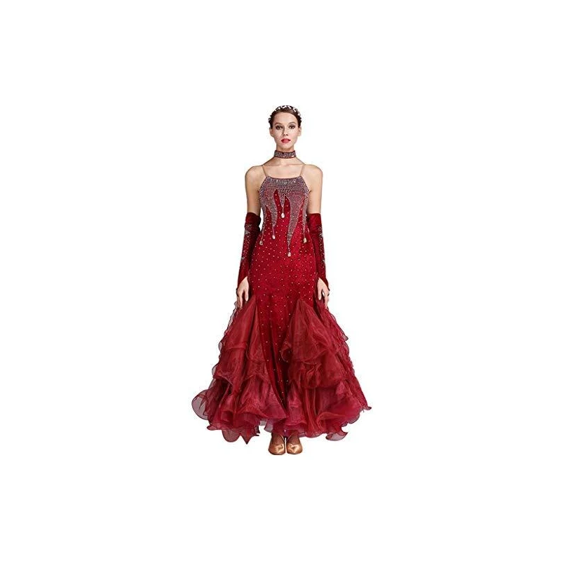 Abito Da Ballo Donna Gonna Lunga Pizzo - Nero Per Tango E Competizione - Foto 11