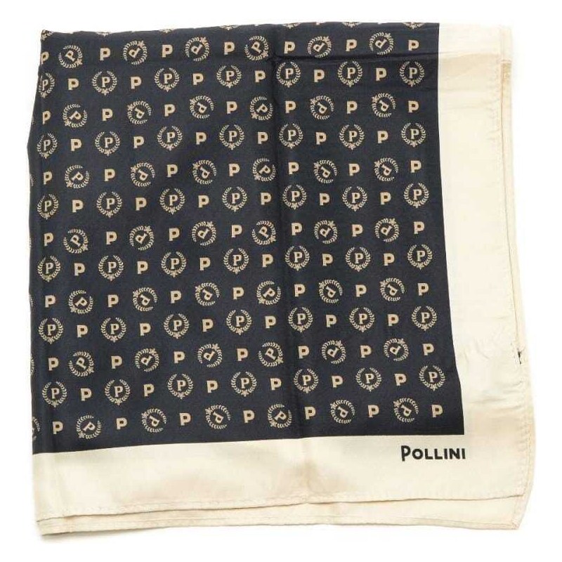 Pollini foulard quadrato donna con stampa heritage nero avorio