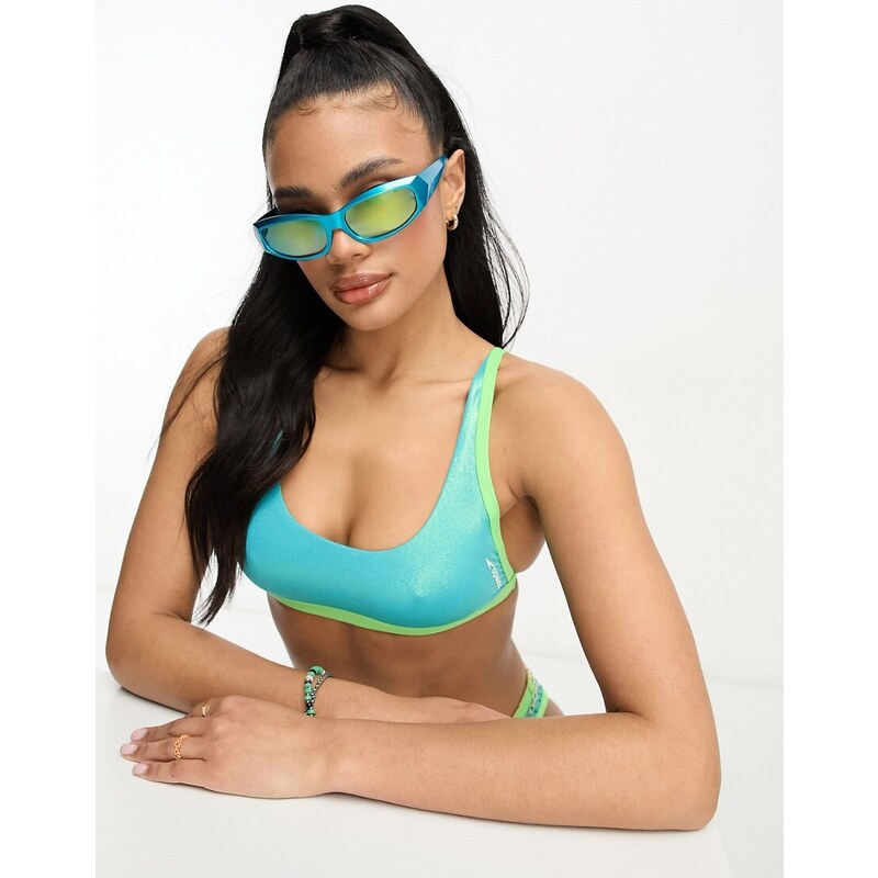 Speedo - Top bikini blu laminato multiposizione