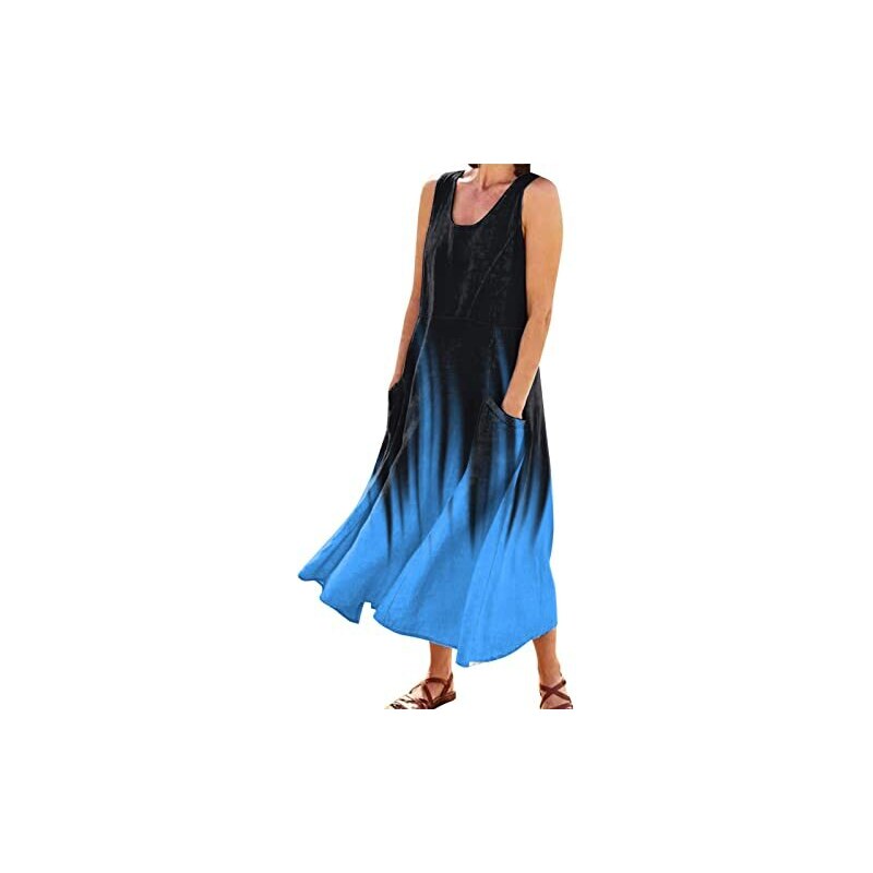 Amazhiyu Top in lino da donna, estivo, senza maniche, scollo