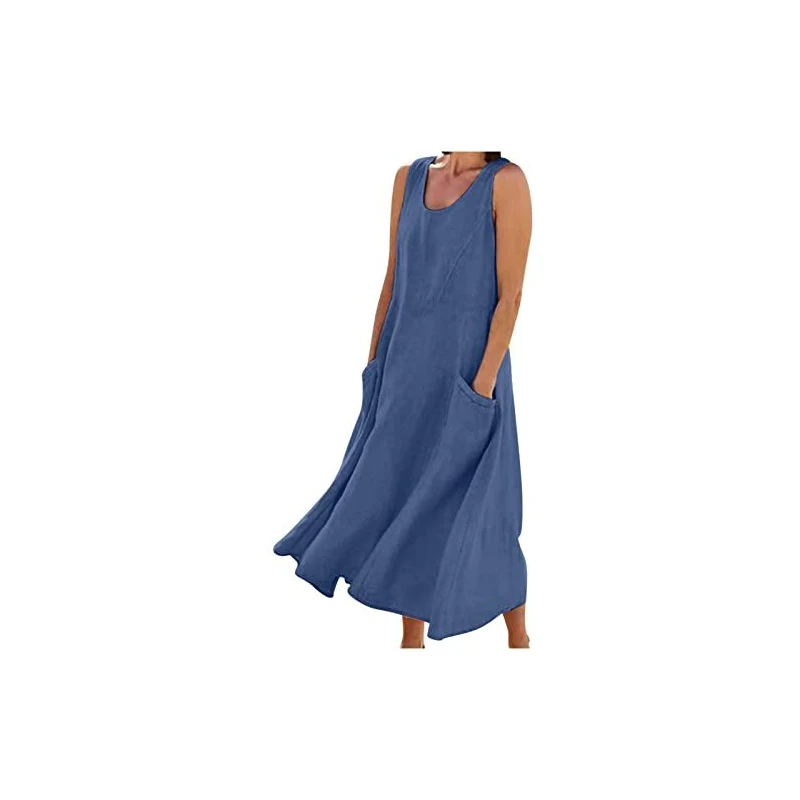 Vestito Lungo Donna In Lino - Elegante E Comodo Per Estate E Spiaggia