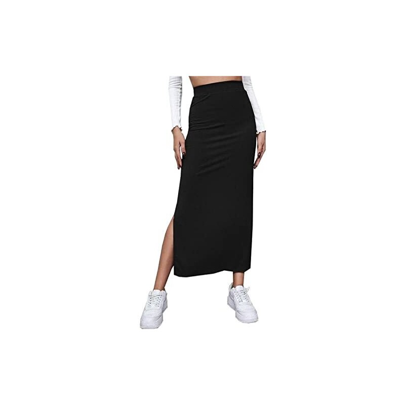 tinetill Gonna a Portafoglio con Spacco da Donna Gonne Lunghe Elastiche con Spacco Vita Alta Costine Eleganti con Bottoni Gonne Lunghe a Linea Gonna Casual Gonne a Portafoglio Gonna Gonna per Feste