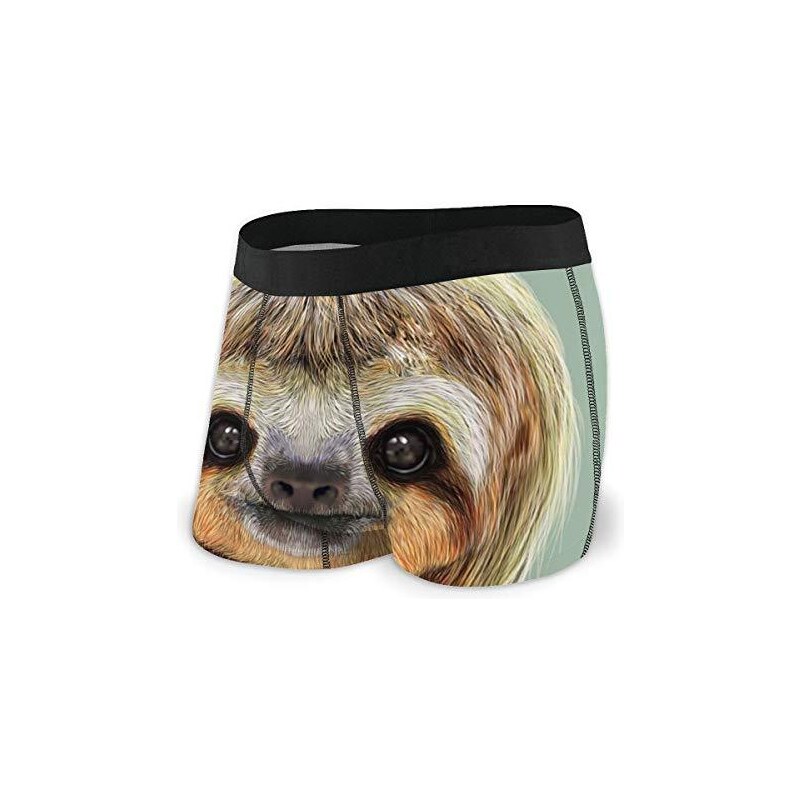 KJHBVND Boxer da uomo, mutande con buste, carino viso bradipo traspirante per fianchi con cintura confortevole, Nero , S