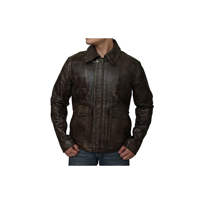 JACKET4U GIACCA MOTO IN PELLE PER UOMO NERO PELLE FORATA PROTEZIONI CE