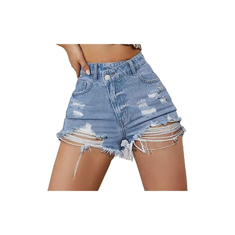 Floerns Pantaloncini In Denim Donna Vita Bassa Con Laccetti Laterali - Corti, Estivi, Con Tasche