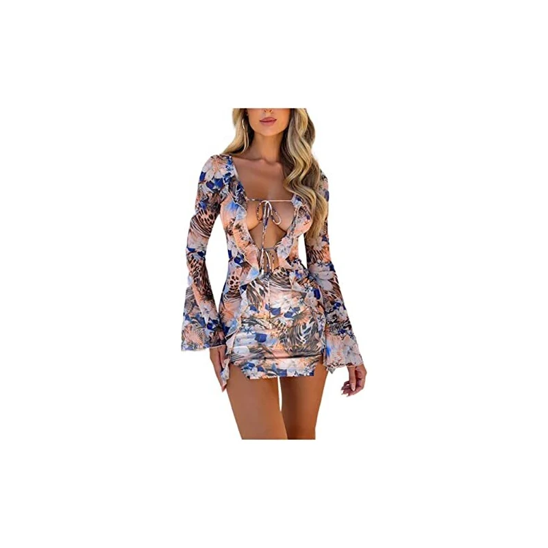 Brillora Casual Top da donna con spalle scoperte, volant e laccio frontale