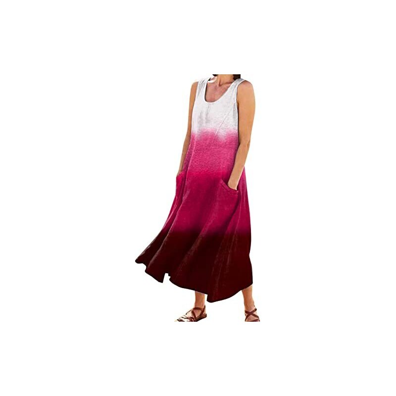 Abito Estivo In Lino Per Donne Curvy - Mini Canotta, Senza Maniche, Con Bottoni, Elegante, Taglie Forti (0XL-4XL), Floerns - 3