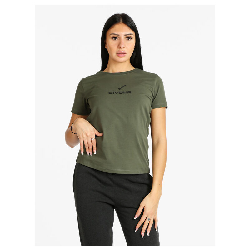 Givova T-shirt Donna Girocollo a Manica Corta Verde Taglia L