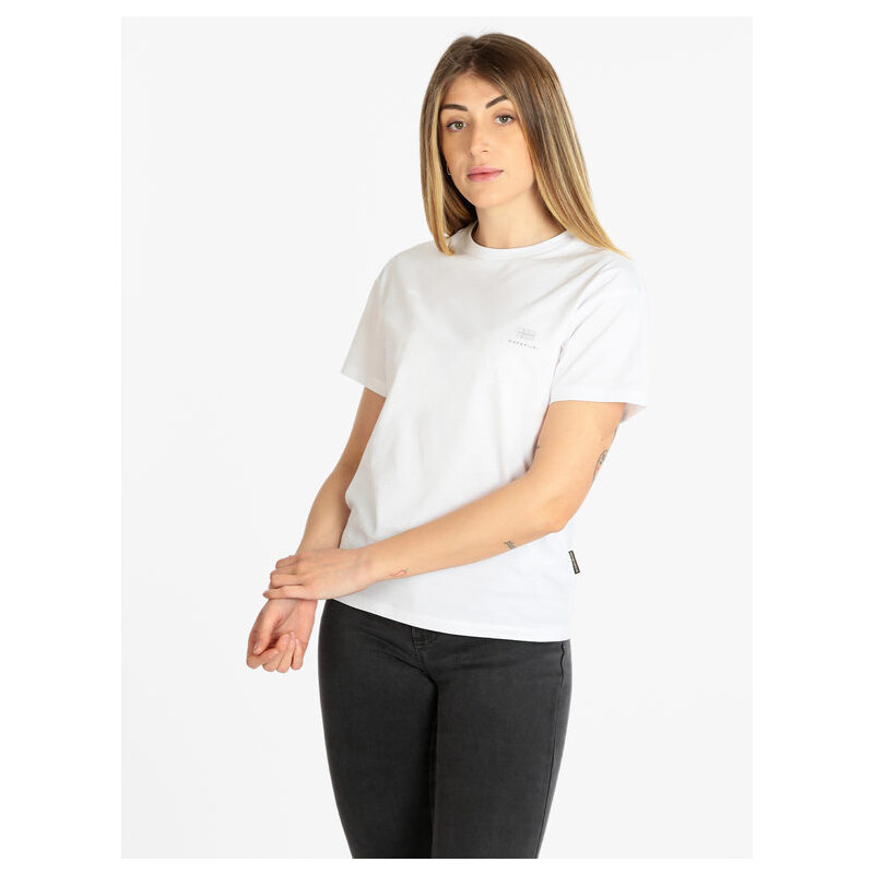 Napapijri S Nina T-shirt Donna Manica Corta Con Logo Bianco Taglia M