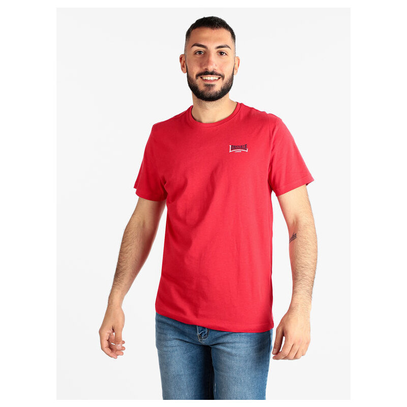 Lonsdale T-shirt Manica Corta Uomo In Cotone Rosso Taglia Xl