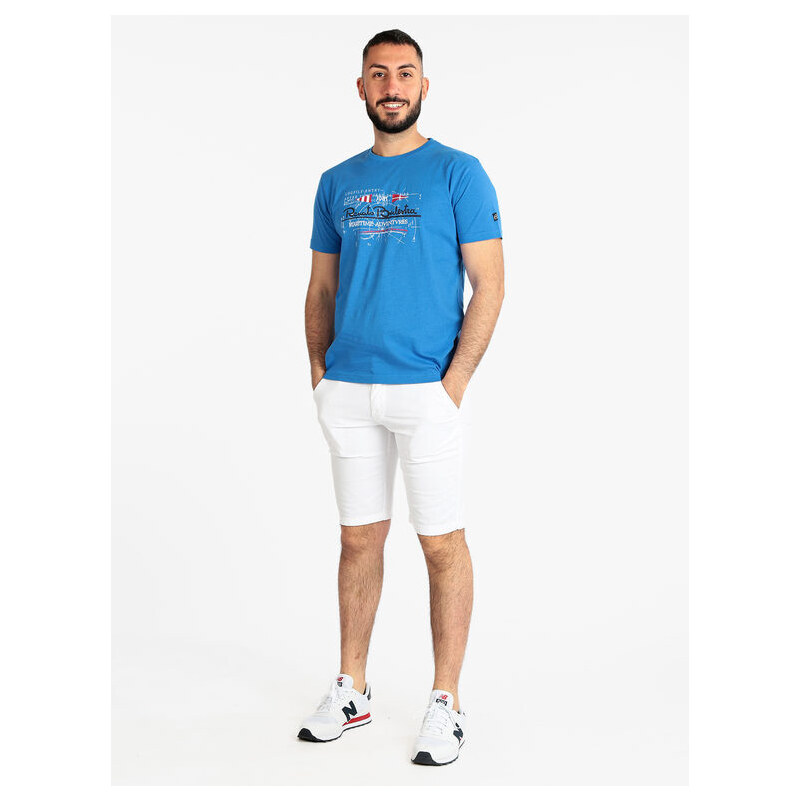 Renato Balestra T-shirt Uomo In Cotone Con Stampa Manica Corta Blu Taglia Xxl