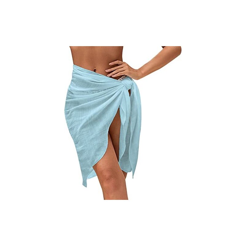 Pareo Spiaggia Con Frange - Gonna Copricostume Elastica In Vita Per Donna