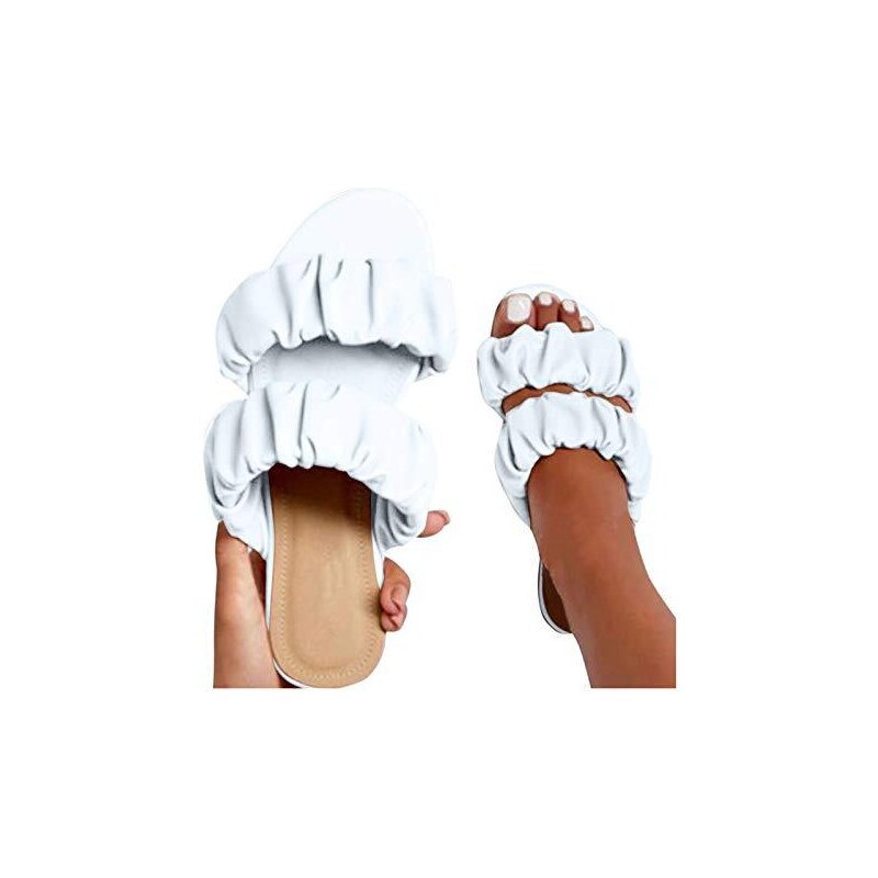 Sandali Slides Donna Con Borchie - Punte Aperte, Suola Gomma - Colori: Nero, Oro, Bianco