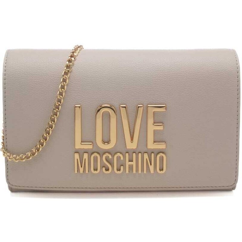 Moschino borsa a tracolla donna con finiture oro e tracolla a catena avorio