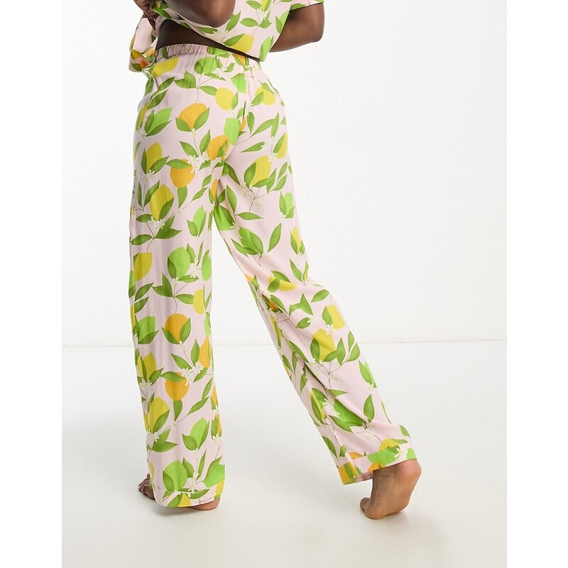 ASOS DESIGN - Mix & Match - Pantaloni del pigiama in modal rosa con stampa di frutti