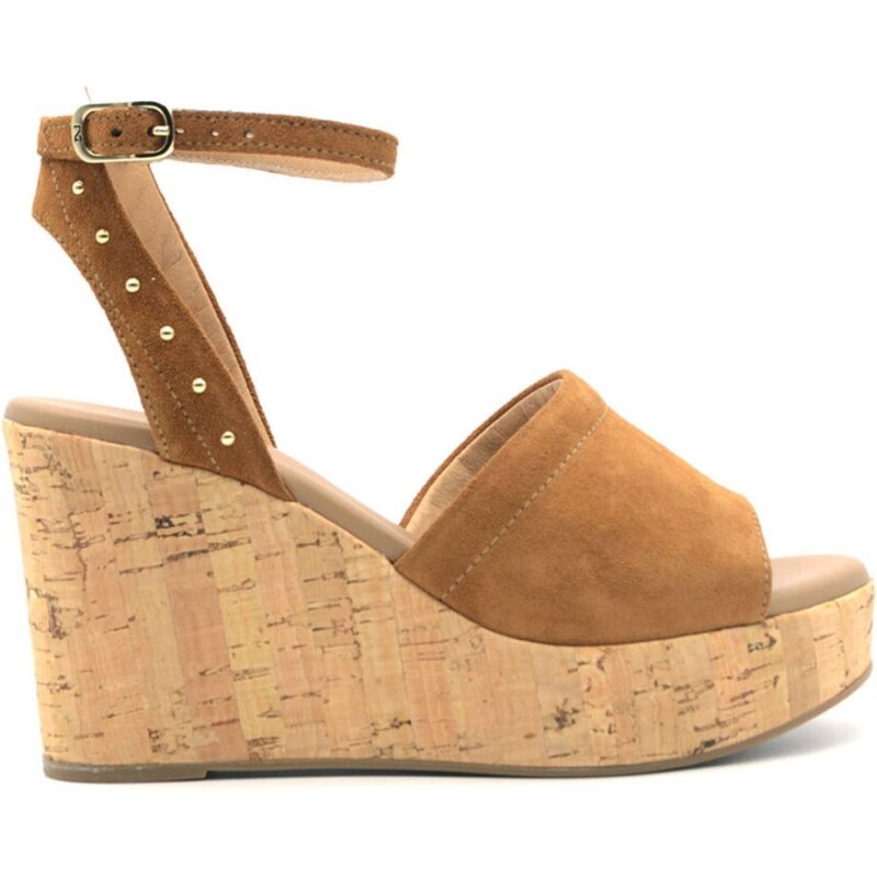 CUSHIONAIRE Sandali da donna con plantare in sughero e comfort, Cognac, 37.5 EU