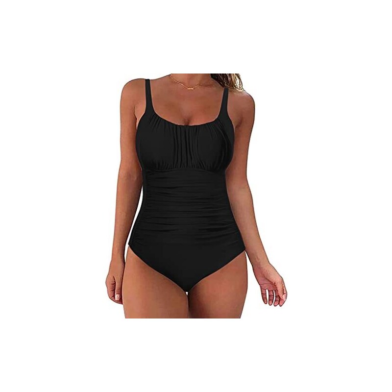 Gonna Da Bagno Donna Vita Alta 38 Cm Con Controllo Pancia E Tasche - Costume Intero A Gonna, Nero