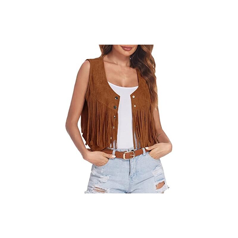 Cappotto Donna Cappotto Smanicato Con Frange Pzdaacr Gilet Con - Main Image