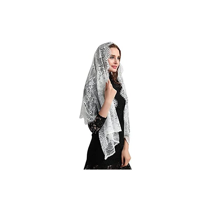 Velo Mantiglia In Pizzo Floreale Per Donna - Copricapo Elegante Per Chiesa E Cerimonie - Foto 4