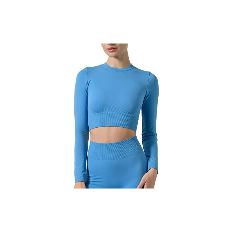 Crop Top Sportivo Donna Risalti | Microfibra Senza Cuciture | Made In Italy | Per Palestra E Fitness