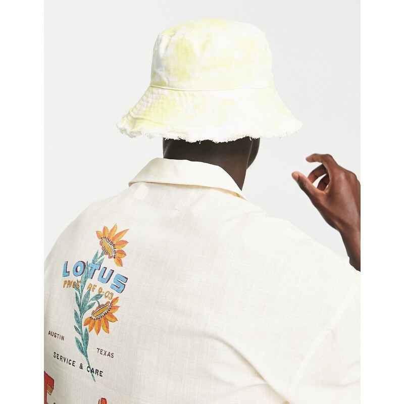 ASOS DESIGN - Cappello da pescatore limone slavato con bordi grezzi-Giallo