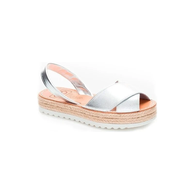 Avarca Menorquina Sandali Donna In Pelle Con Motivo 3D Metallizzato - Autentici Sandali Spagnoli Fatti A Mano, Suola Antiscivolo, Marrone/Effetto Metallo