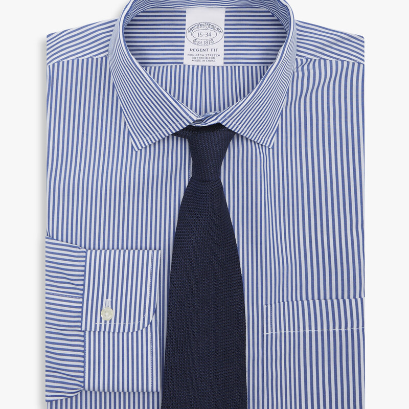 Brooks Brothers Camicia Blu Regular Fit Non-Iron in cotone con collo Ainsley - male Camicie eleganti Blu 17