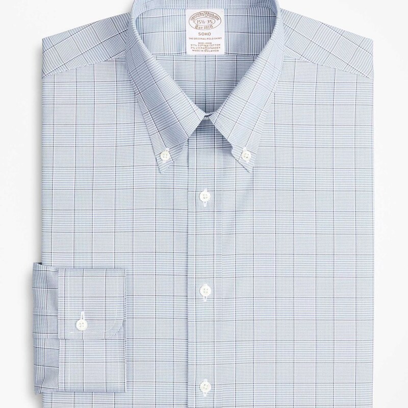 Brooks Brothers Camicia elegante Soho extra-slim fit in pinpoint non-iron, colletto button-down - male Camicie eleganti Celeste chiaro 14H