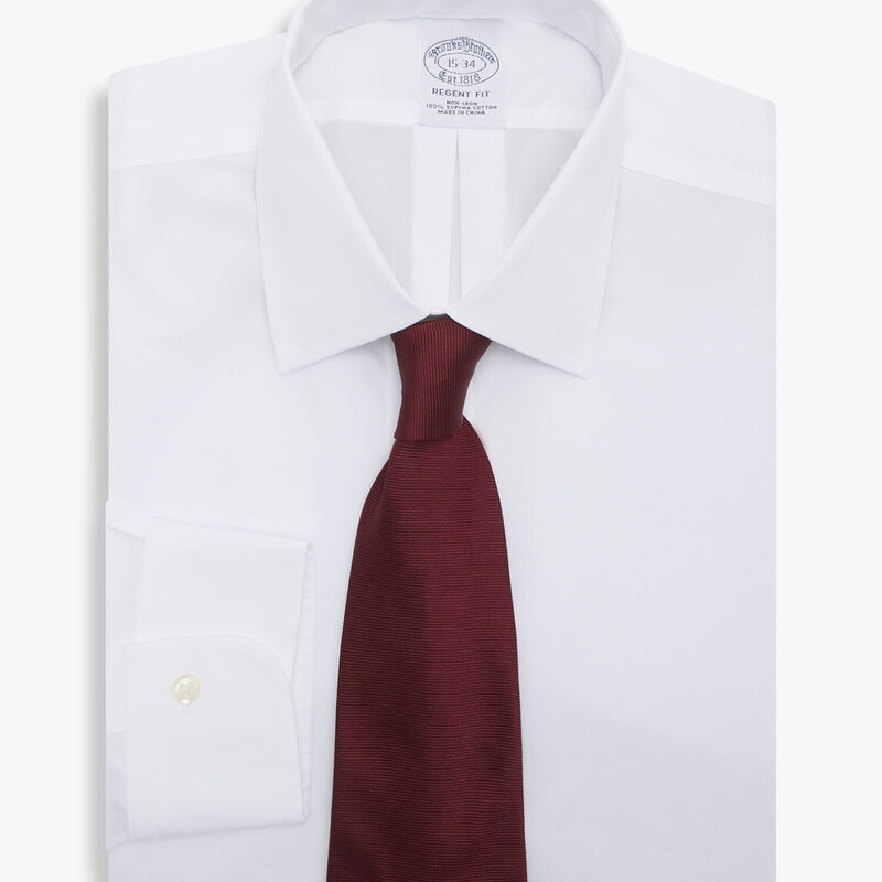 Brooks Brothers Camicia Bianca Regular Fit Non-Iron in cotone con collo Ainsley - male Camicie eleganti Bianco 17