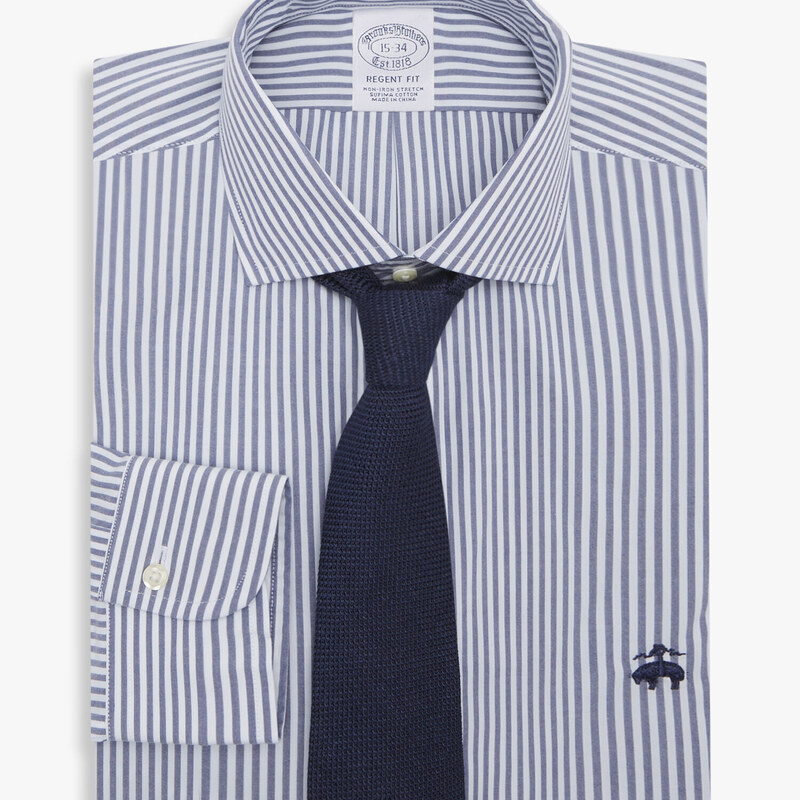 Brooks Brothers Camicia Blu Regular Fit Non-Iron con colletto aperto - male Camicie eleganti Blu 17H