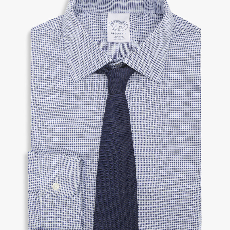 Brooks Brothers Camicia Blu Regular Fit Non-Iron in cotone con collo Ainsley - male Camicie eleganti Blu 17H