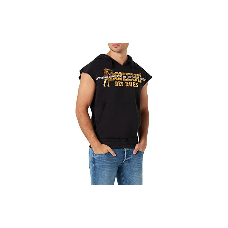 BOXEUR DES RUES - Felpa Smanicata, Uomo, Nero-Oro, M