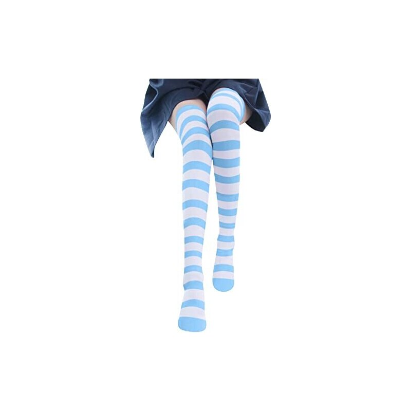 HolAngela Calze da donna Cartoon Cute Kitty Calze sopra il ginocchio Cose A  30 Centesimi (Blue, One Size) 