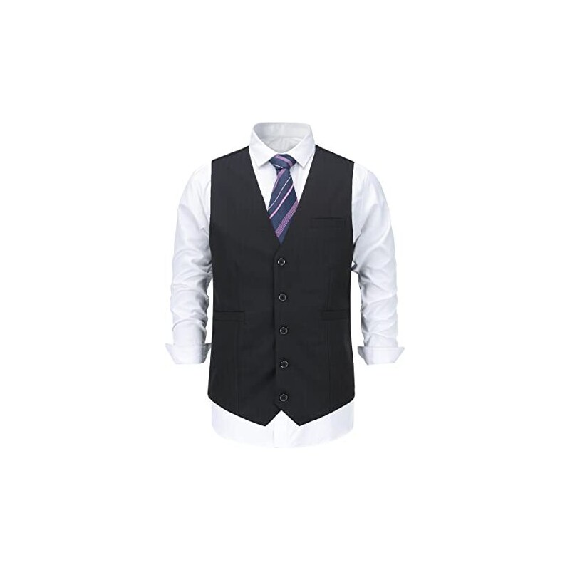 Gilet Uomo Formale Da Abito E Smoking - DONGD, Scollo A V, 3 Tasche, Cinturino Regolabile