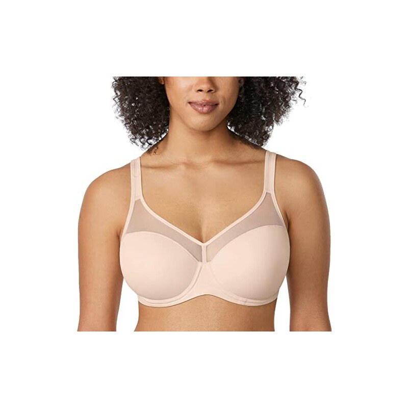 DELIMIRA Donna Reggiseno Taglie Forti Tazza Modellata Ferretto con Sostegno Beige 5E
