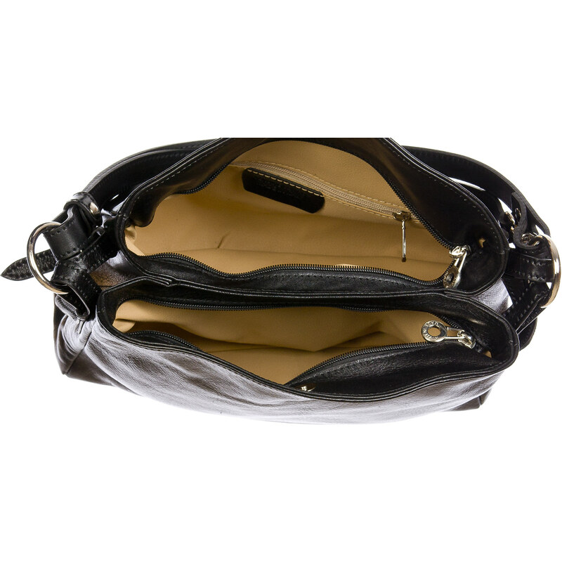 CHIAROSCURO ORNELLA : borsa donna a spalla in cuoio, colore : NERO, Made in Italy