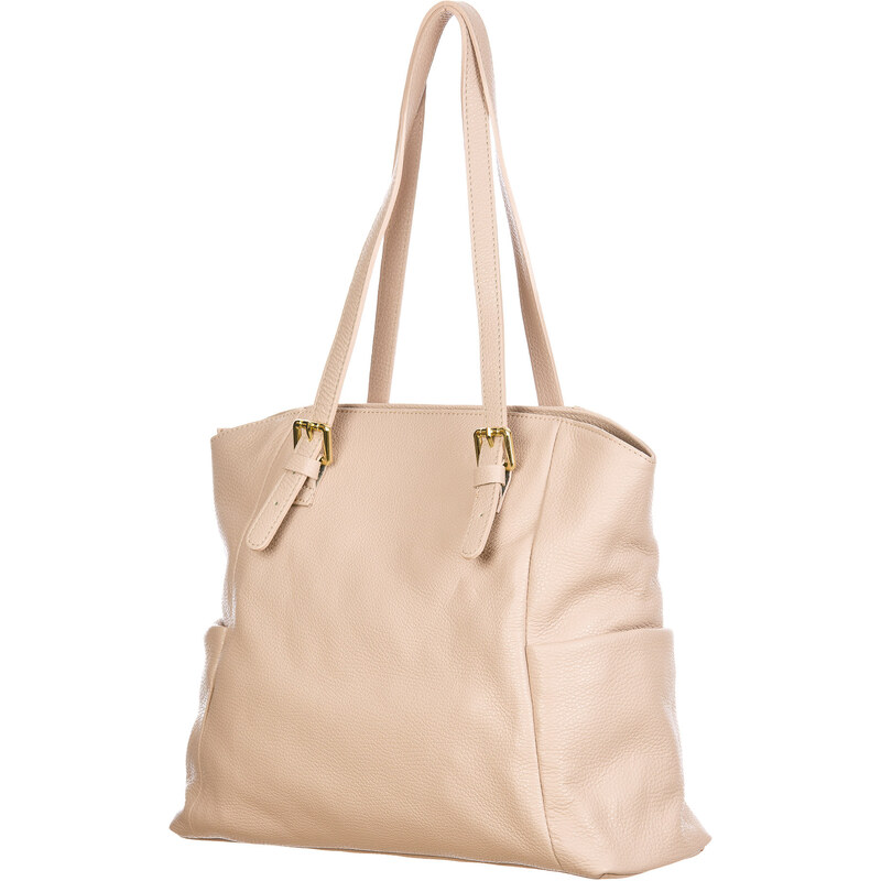 CHIAROSCURO Borsa a spalla da donna in vera pelle CLERY, modello shopping,  colore ROSA, CHIARO SCURO, Made in Italy 