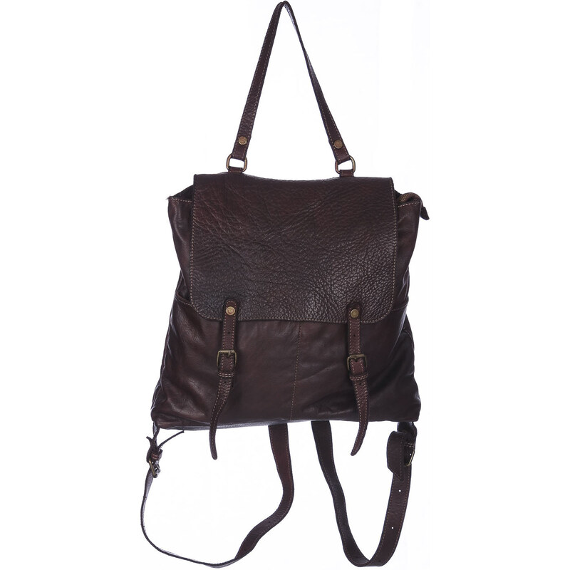 Zaino Donna In Morbida Pelle Con Cerniera, Spalline Regolabili E Tasca Anteriore. Colore Pieno, Fodera Nera, Nuovo Con Etichette.