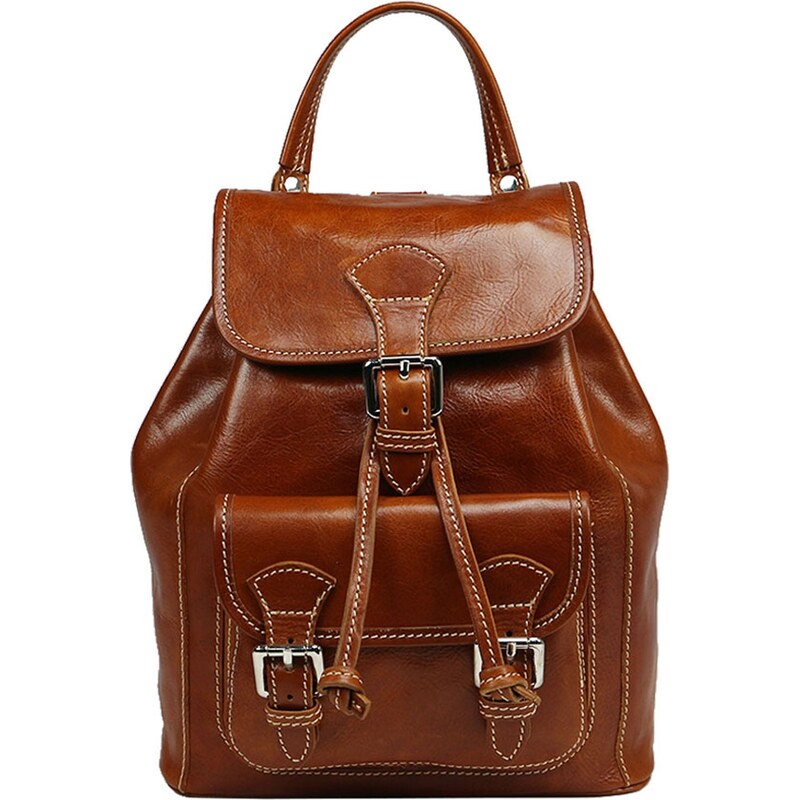 Zaino E Borsa 2 In 1 In Vera Pelle Made In Italy - Giallo - 33x32x13 Cm - Tracolla Inclusa