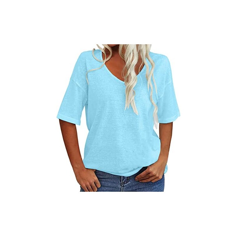T-Shirt Donna Firmate Basic Manica Corta Camicia Curvy Sportiva Estiva Magliette Cotone Fantasia Blusa T Shirt Elegante Tshirt Top Casual con Stampa