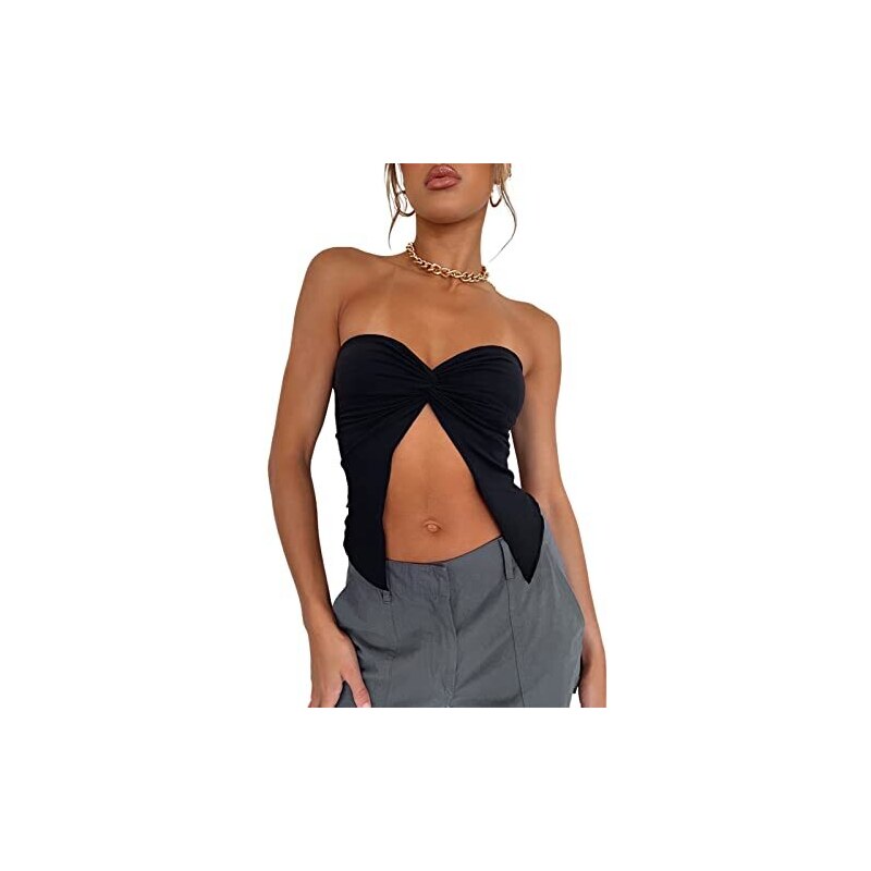 Top estivo da donna a tubetto sexy con spalle scoperte e