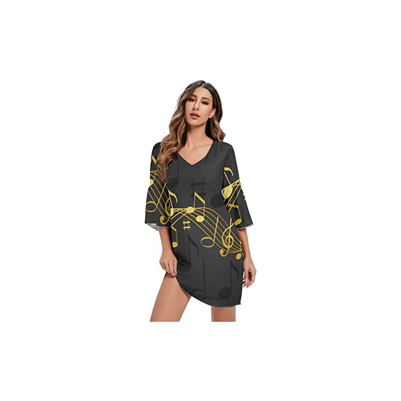 CHOUBAGUAI Abito da Donna a Portafoglio con Fiori e Lacci Abito Estivo Casual con Volant con