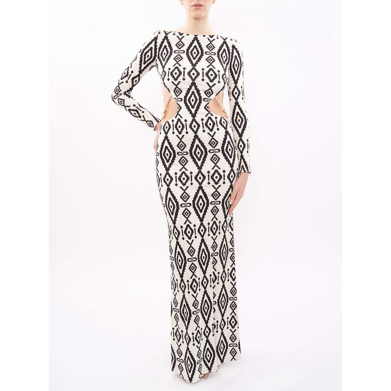 Abito lungo red carpet con stampa etnica Elisabetta Franchi - AB43432E2
