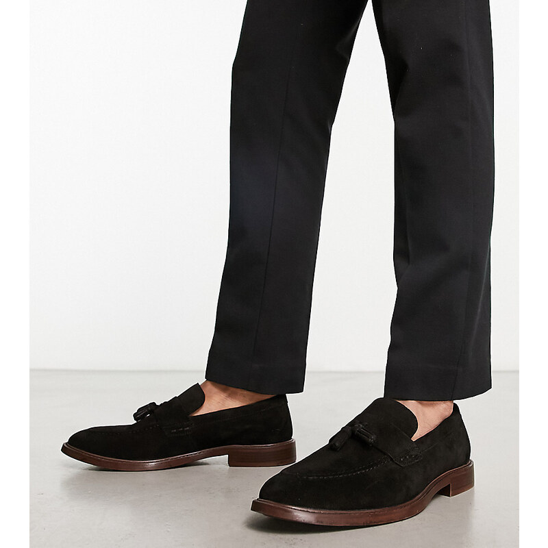 Thomas Crick - Mocassini neri stile western in pelle con nappe e suola