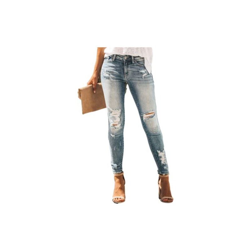 Pantaloncini Estivi In Denim Strappati A Vita Alta, Donna, Elasticizzati, Comodi E Sexy, Neri